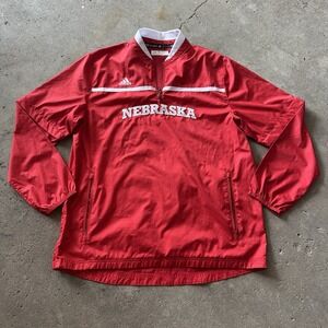 Adidas Nebraska Cornhuskers 1/4 Zip Windbreaker Jacket Red Men's L Convertible